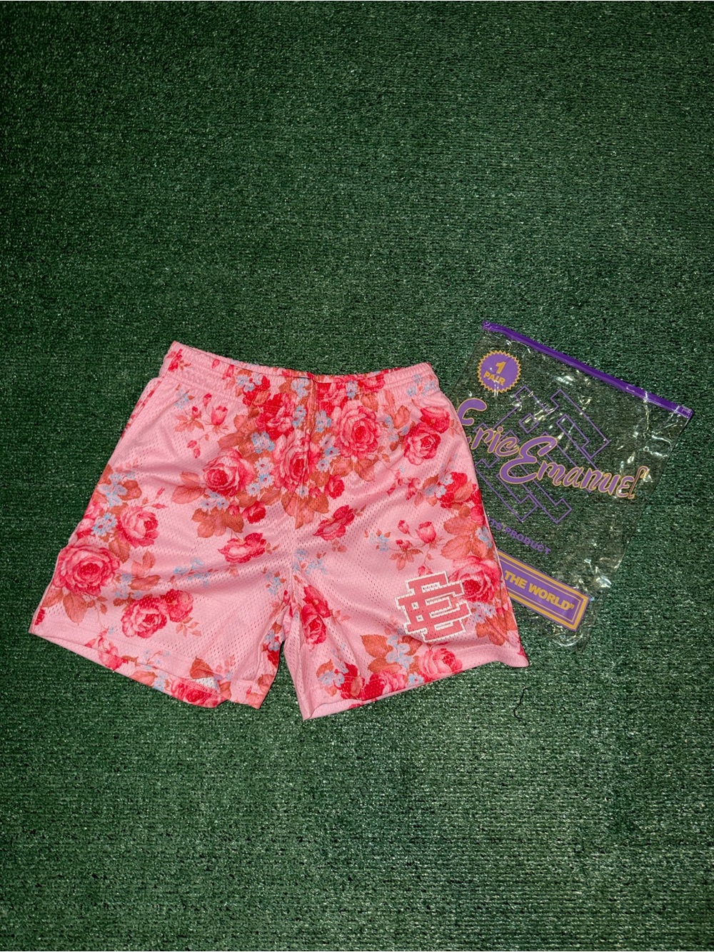 Eric Emanuel Pink Floral Athletic Shorts